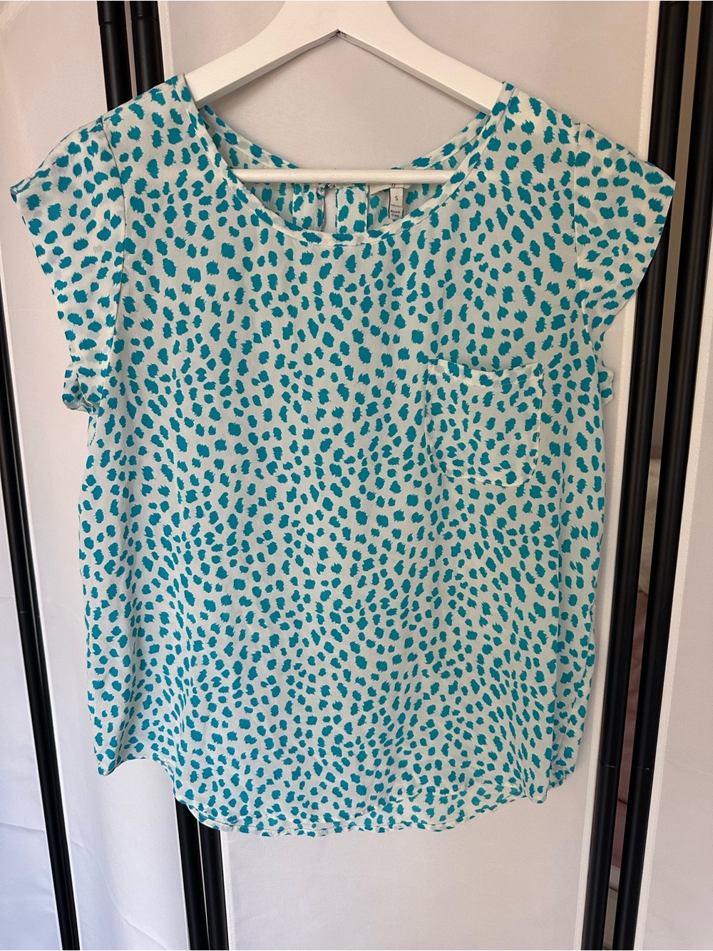 Joie 100% Silk Turquoise Print Blouse Size S